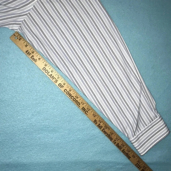 STAFFORD Executive wrinkle free striped button up chest pocket neck size 17 - Picture 5 of 5